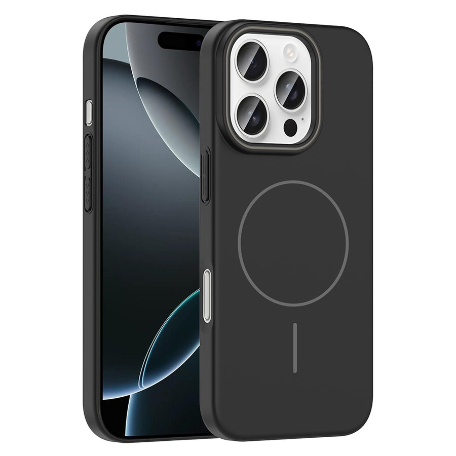 iPhone 16 Pro Max Kılıf M-safe Şarj Özellikli Zore Ruby Sert Kılıf - Siyah