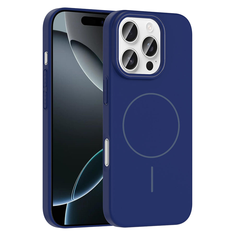 iPhone 16 Pro Max Kılıf M-safe Şarj Özellikli Zore Ruby Sert Kılıf - Lacivert