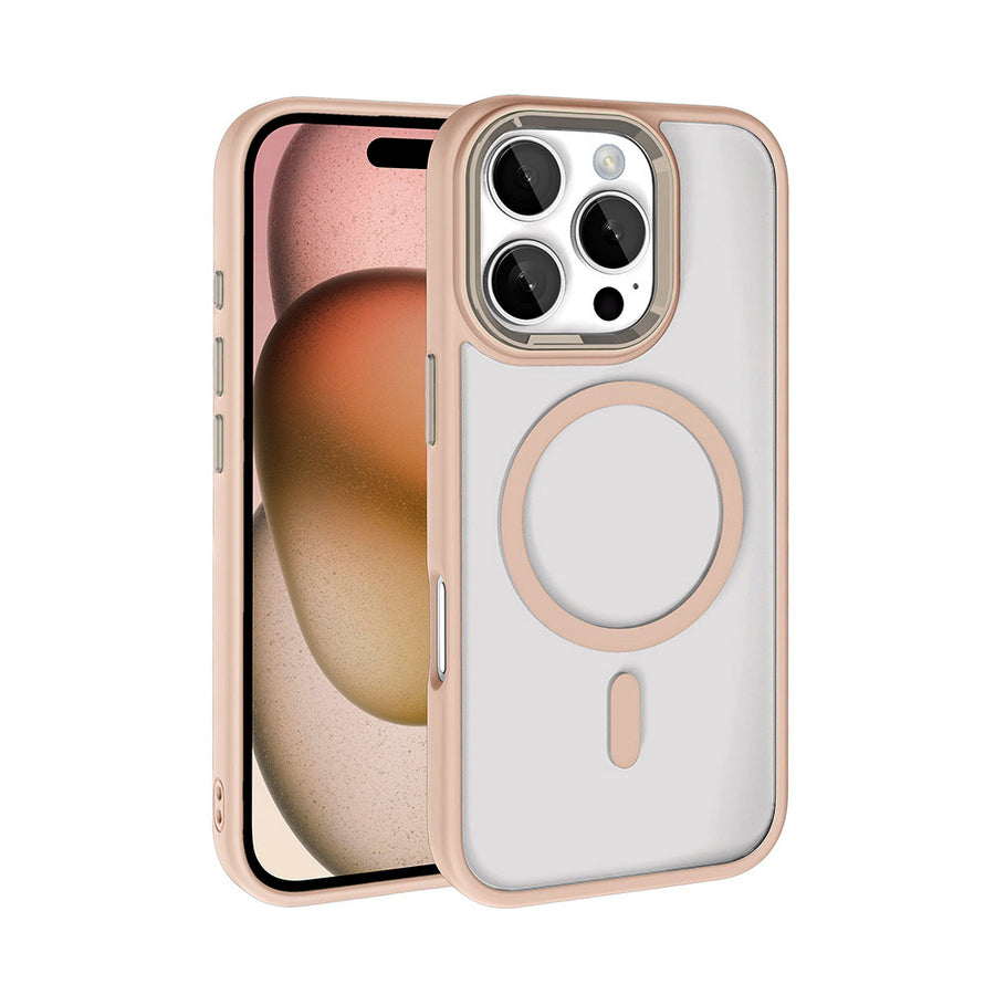 iPhone 16 Pro Max Kılıf Wireless Şarj Özellikli Zore Krom M-safe Silikon Kılıf - Gold