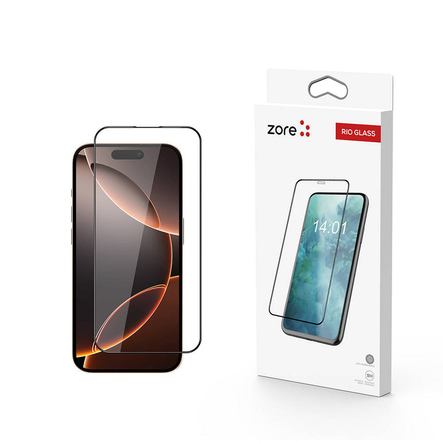 iPhone 16 Pro Zore Rio Glass Cam Ekran Koruyucu - Siyah