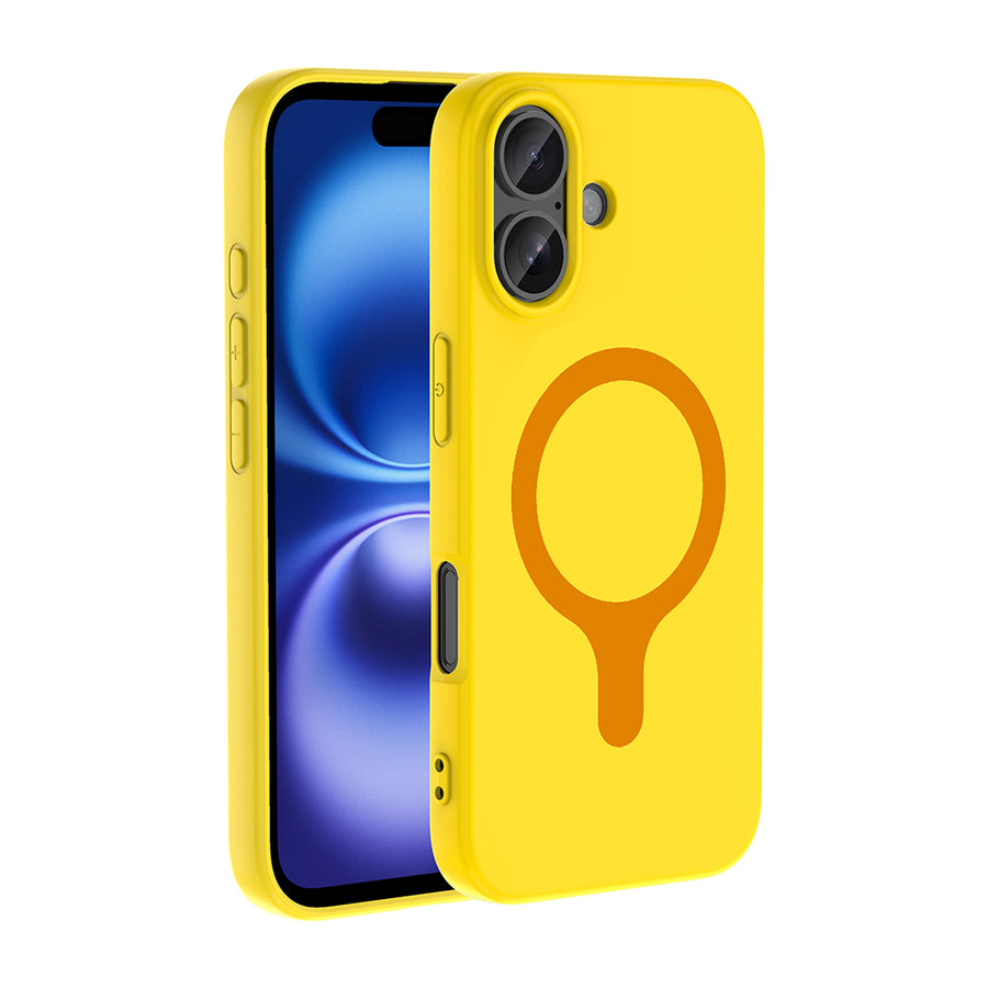 iPhone 17 Kılıf M-Safe Şarj Özellikli Zore Aris Silikon Kılıf - Sarı