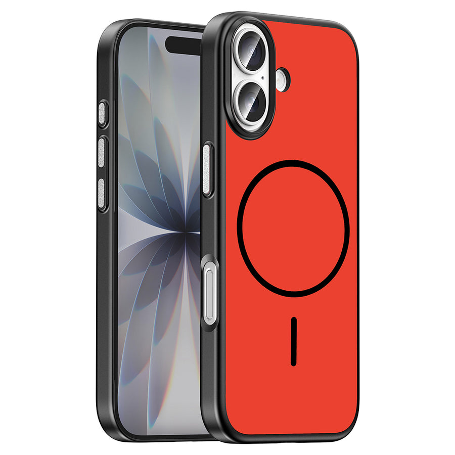 iPhone 17 Kılıf M-Safe Şarj Özellikli Zore Lora PC Kılıf - Kırmızı-Gri