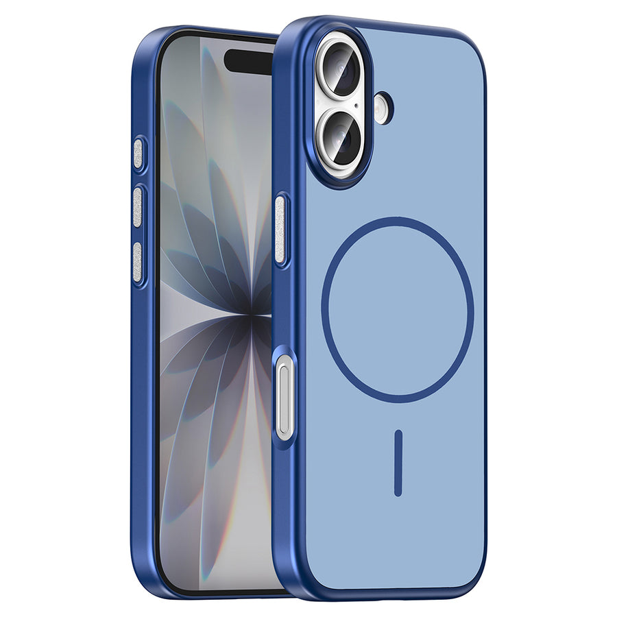 iPhone 17 Kılıf M-Safe Şarj Özellikli Zore Lora PC Kılıf - Lacivert