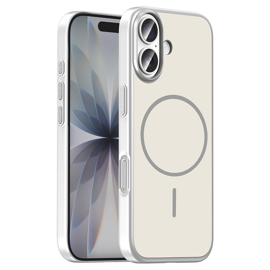 iPhone 17 Kılıf M-Safe Şarj Özellikli Zore Lora PC Kılıf - Gümüş