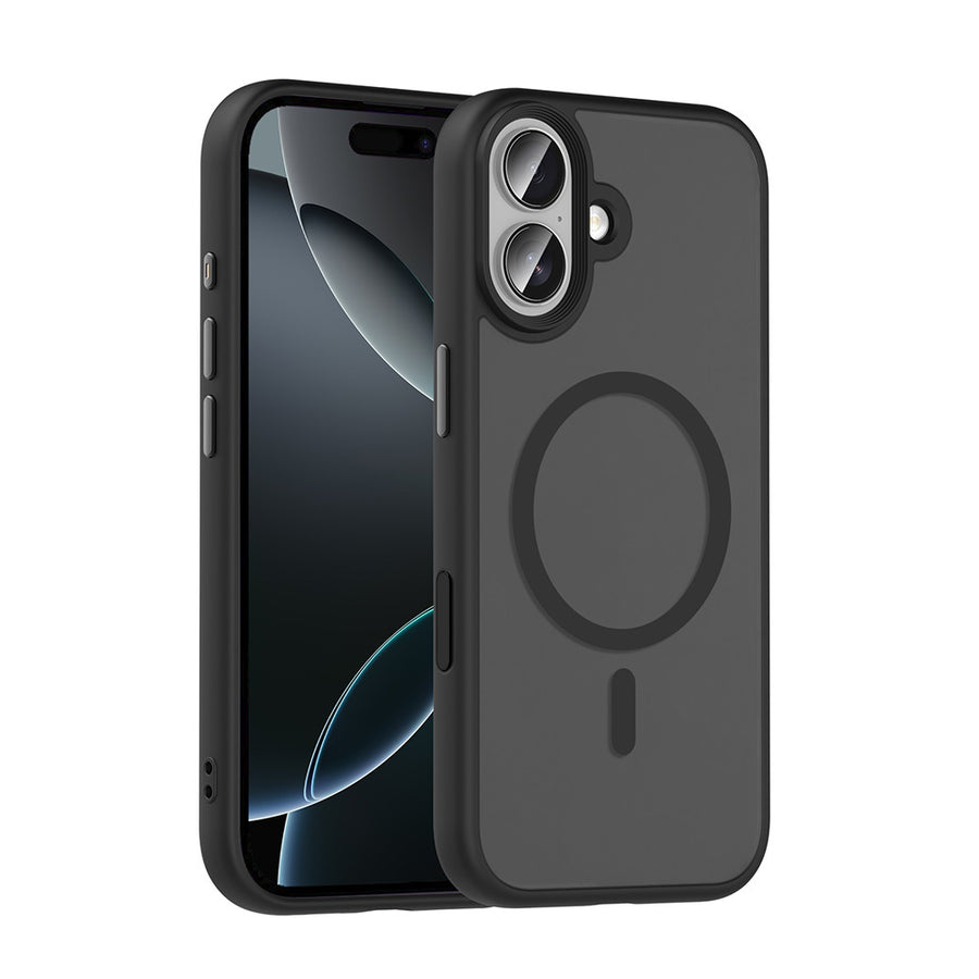 iPhone 17 Kılıf Mat Arka Yüzey Wireless Şarj Özellikli Zore Flet M-safe Kılıf - Siyah