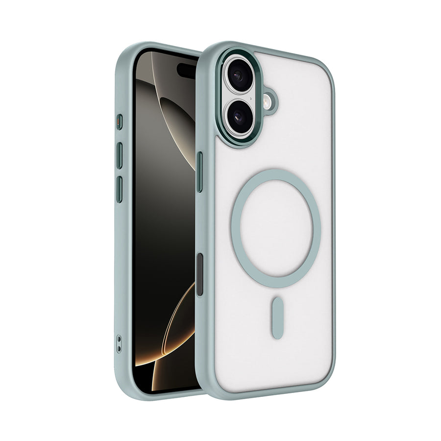 iPhone 17 Kılıf Wireless Şarj Özellikli Zore Krom M-safe Silikon Kılıf - Gri