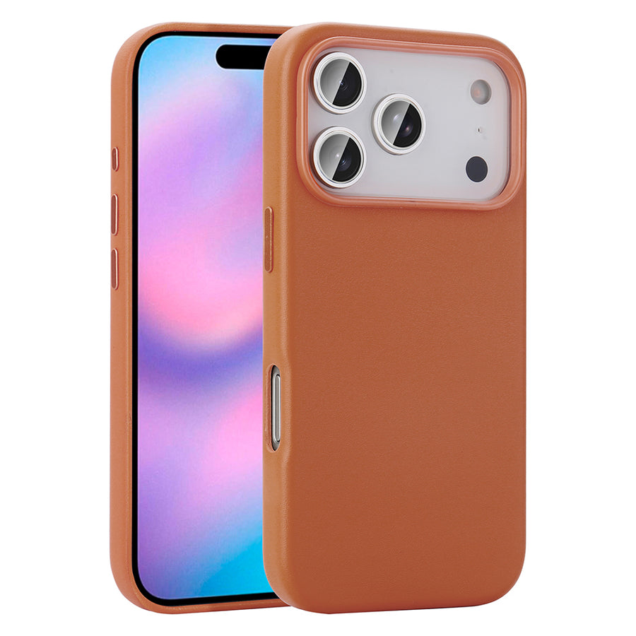 iPhone 17 Pro Kılıf M-safe Şarj Özellikli PU Deri Görünümlü Zore Kupra Kılıf - Turuncu