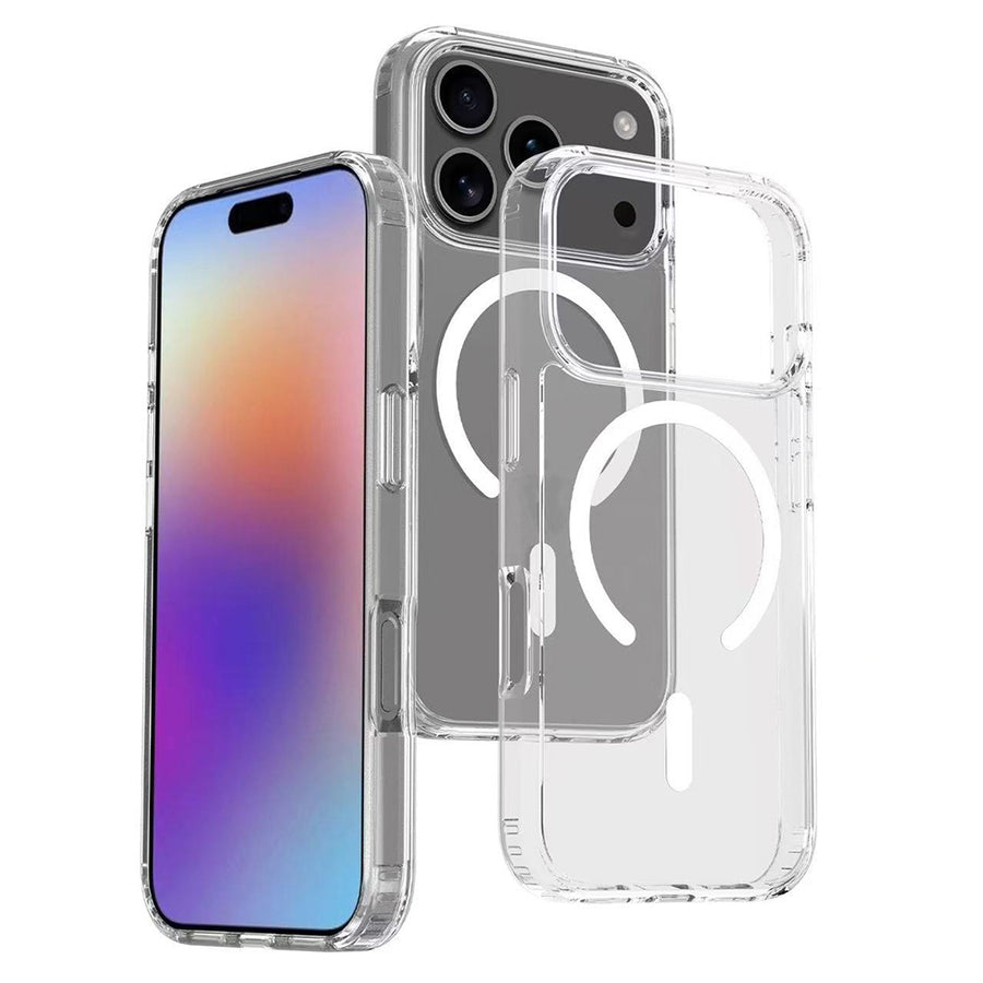 iPhone 17 Pro Kılıf M-safe Şarj Özellikli Şeffaf Sert PC Zore Embos Kılıf - Şeffaf