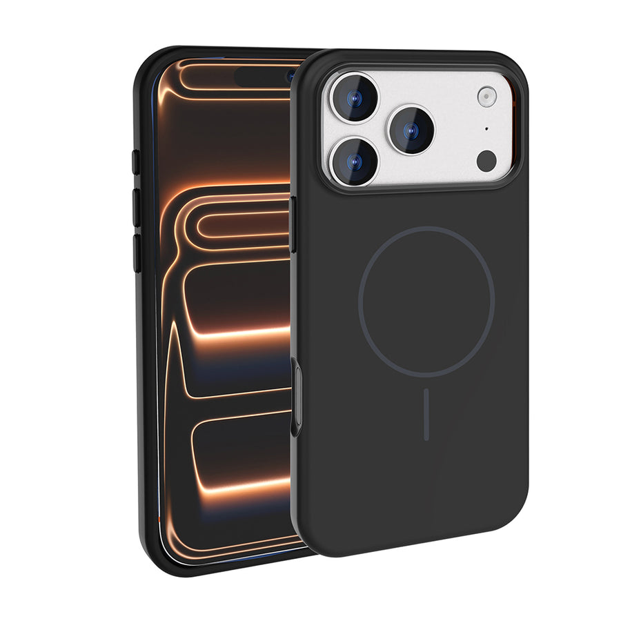 iPhone 17 Pro Max Kılıf M-Safe Şarj Özellikli Metal Kamera Çerçeveli Zore Edi Silikon Kılıf - Siyah