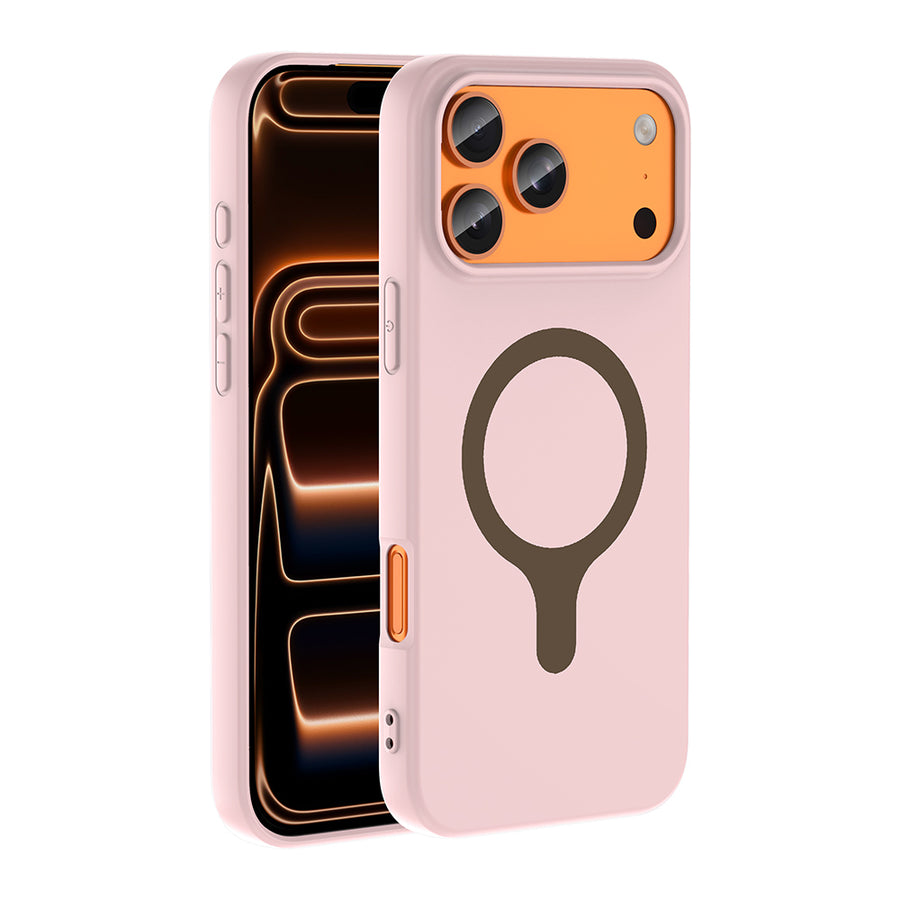 iPhone 17 Pro Max Kılıf M-Safe Şarj Özellikli Zore Aris Silikon Kılıf - Açık Pembe
