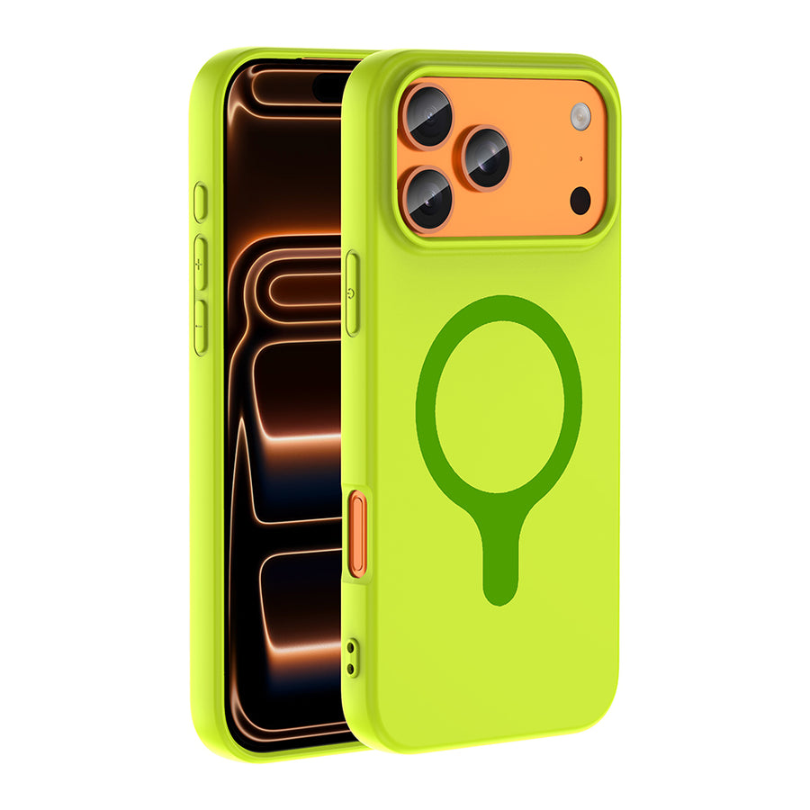 iPhone 17 Pro Max Kılıf M-Safe Şarj Özellikli Zore Aris Silikon Kılıf - Yeşil