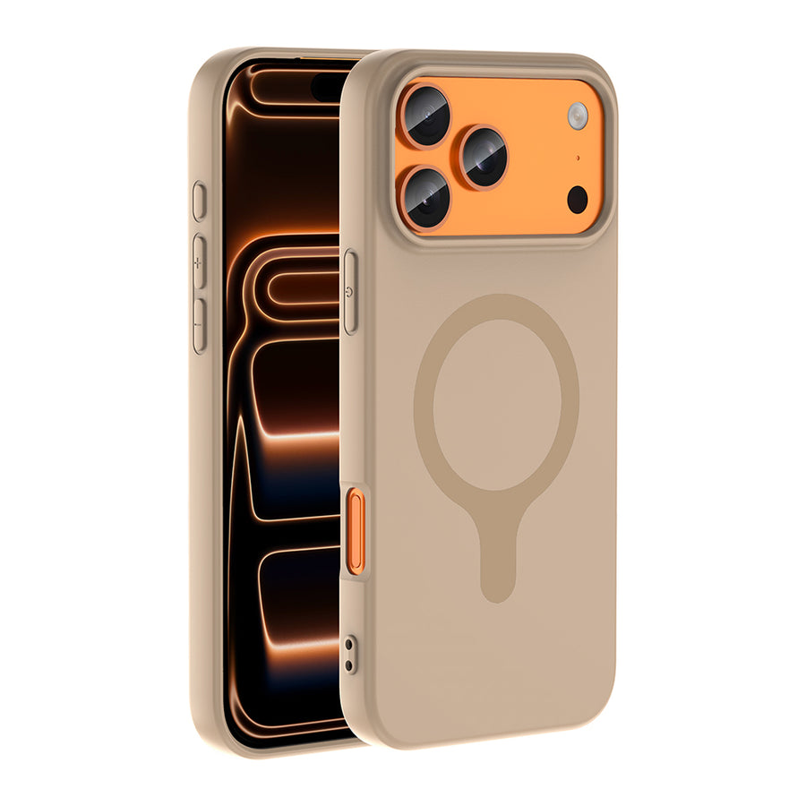 iPhone 17 Pro Max Kılıf M-Safe Şarj Özellikli Zore Aris Silikon Kılıf - Krem