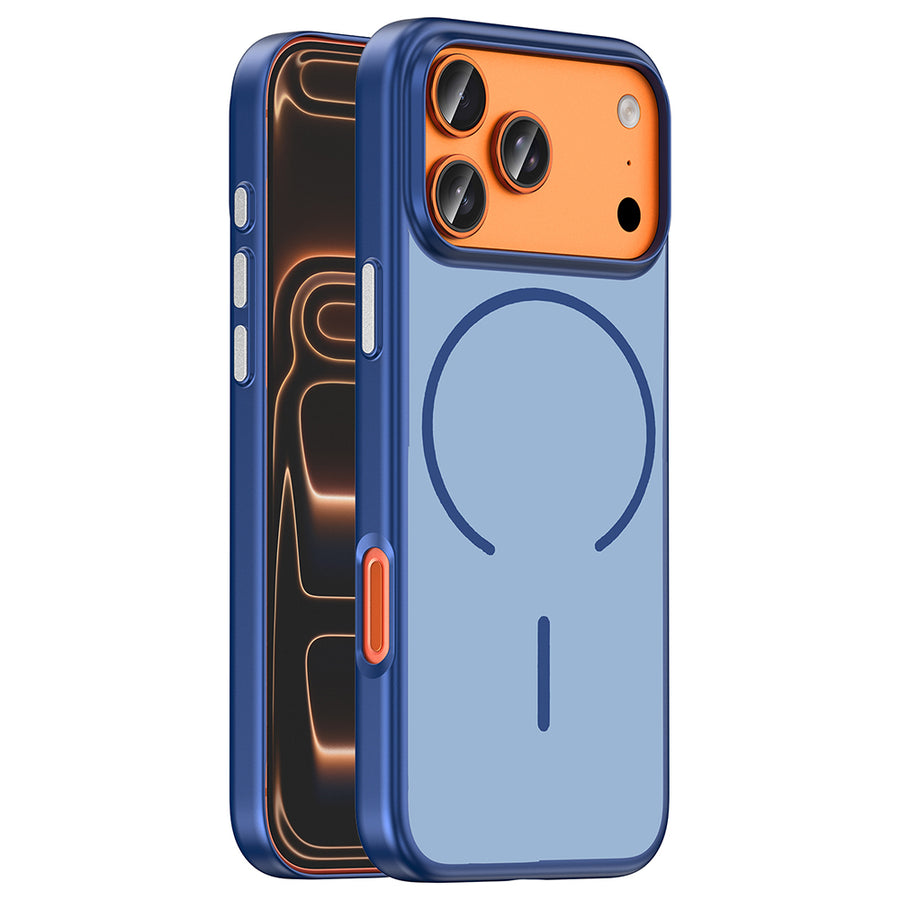 iPhone 17 Pro Max Kılıf M-Safe Şarj Özellikli Zore Lora PC Kılıf - Lacivert