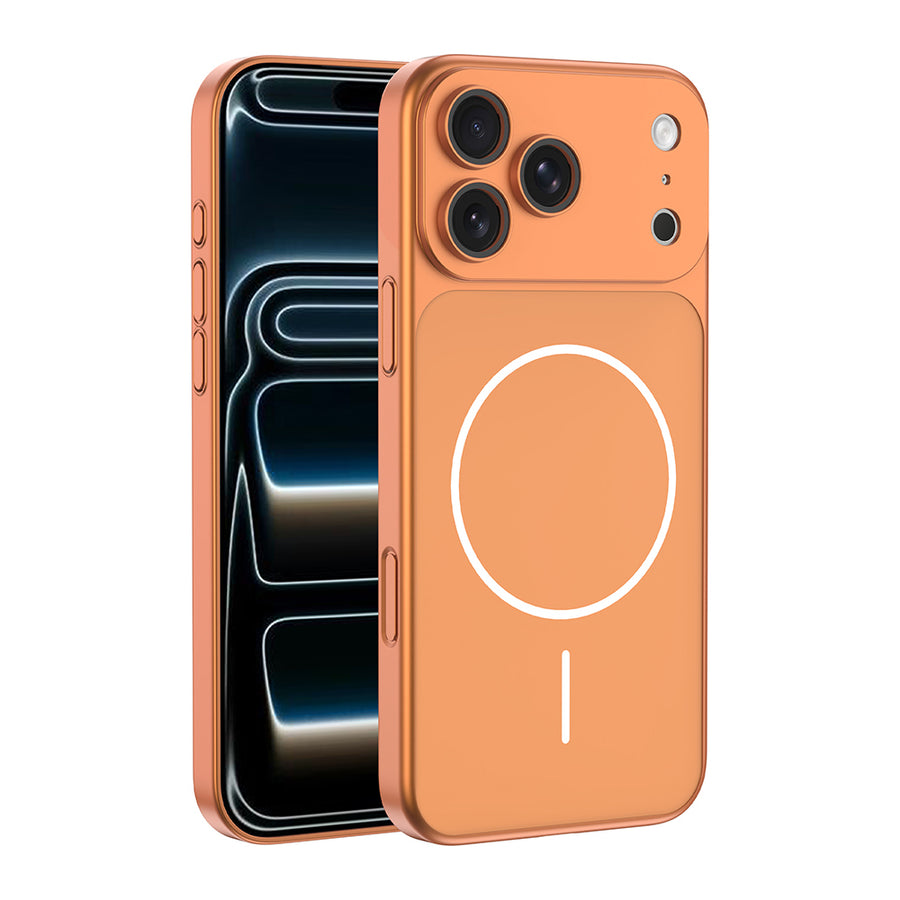iPhone 17 Pro Max Kılıf Zore M-Safe Şarj Özellikli Kamera Korumalı Spark Kılıf - Turuncu