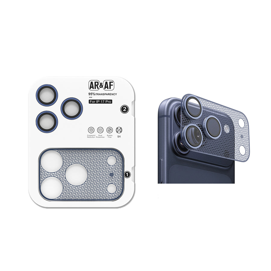 iPhone 17 Pro Zore CL-22 Parmak İzi Bırakmayan Anti-Reflective 2in1 Kamera Lens Koruyucu - Mavi