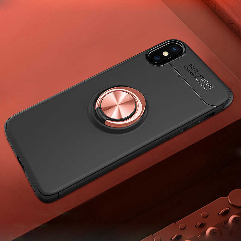 iPhone X Kılıf Zore Ravel Silikon Kılıf - Siyah-Rose Gold