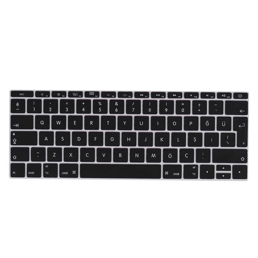 Macbook 13.3' New Pro A1708 Zore Klavye Koruyucu Silikon Ped - Siyah