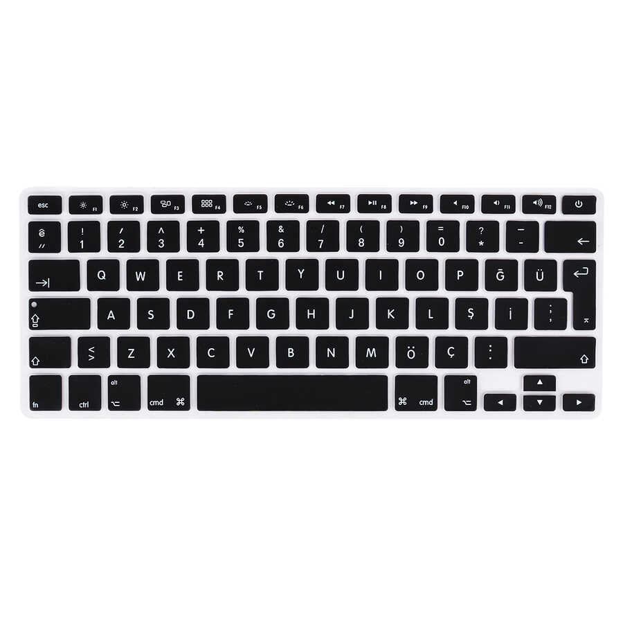 Macbook Air 13' 2017 A1466 Zore Klavye Koruyucu Silikon Ped - Siyah