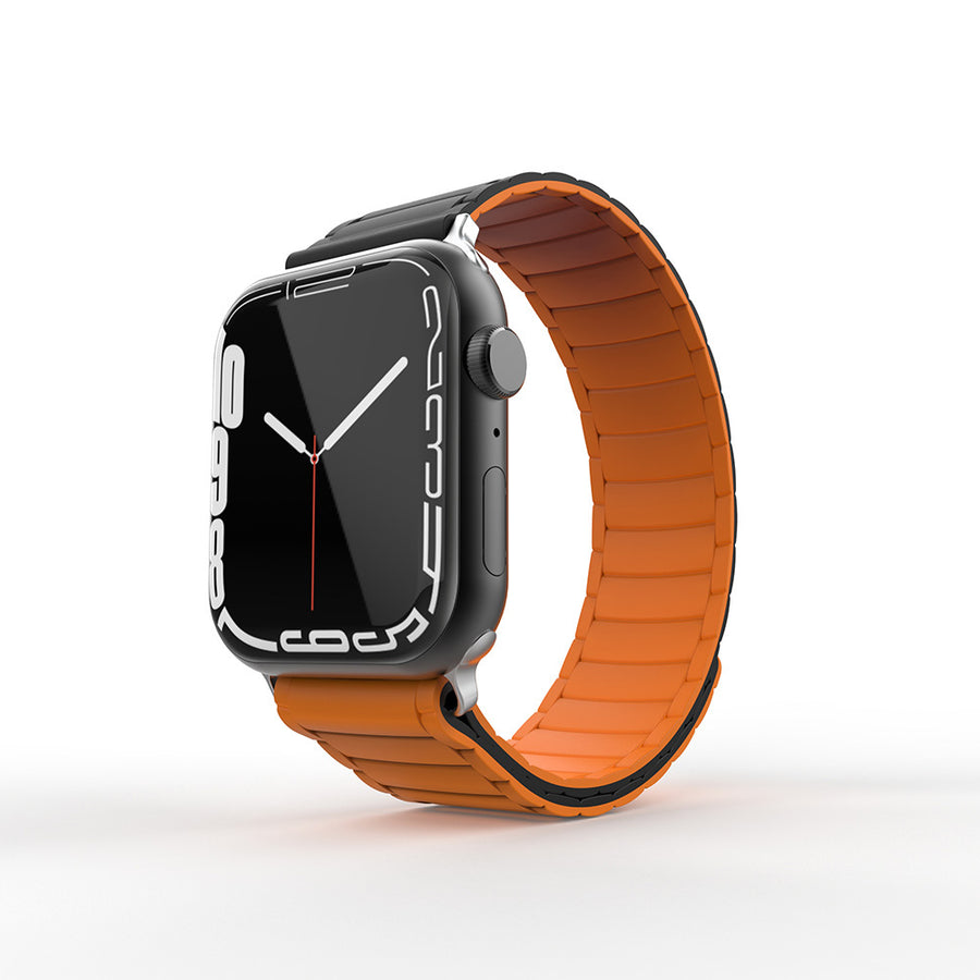 Watch 10 42mm Zore KRD-122 Silikon Kordon Strap Kayış - Siyah-Turuncu