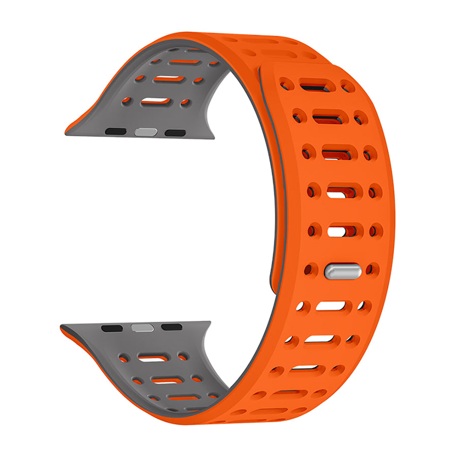 Watch 10 42mm Zore KRD-124 Silikon Kordon Strap Kayış - Turuncu-Gri