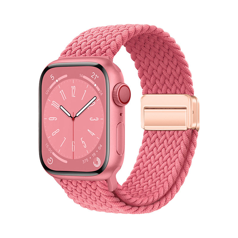 Watch 10 42mm Zore KRD-134 Örgü Tasarımlı Hasır Kordon Strap Kayış - Pembe