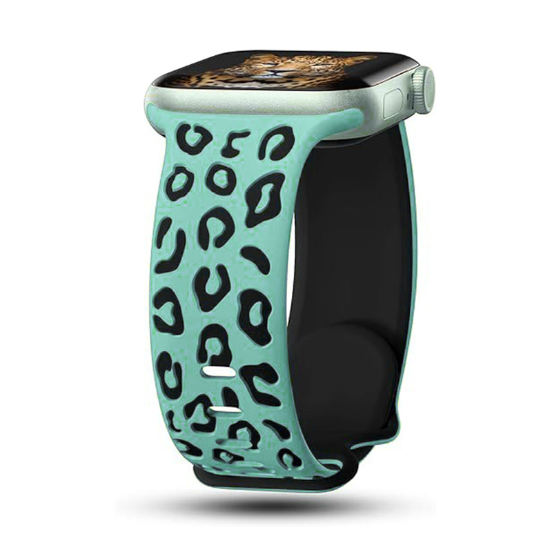 Watch 10 42mm Zore KRD-140 Silikon Kordon Strap Kayış - Yeşil-Siyah