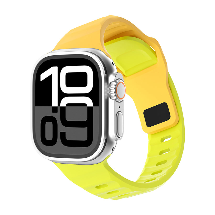 Watch 10 42mm Zore KRD-160 Silikon Kordon Strap Kayış - Sarı-Yeşil