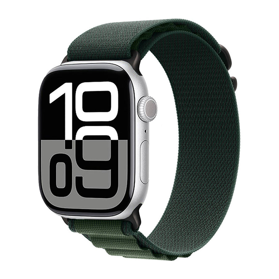 Watch 10 42mm Zore KRD-74 Hasır Kordon - Siyah-Yeşil