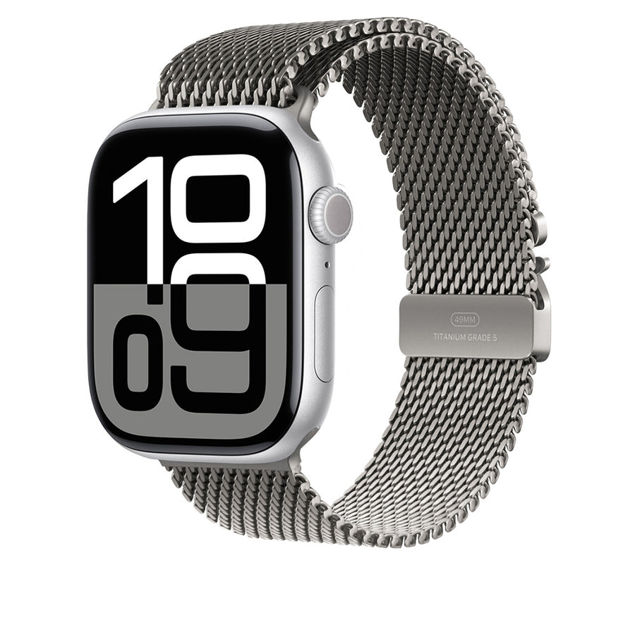 Watch 10 46mm Zore KRD-100 Titanyum Hasır Kordon - Titanyum-Gümüş