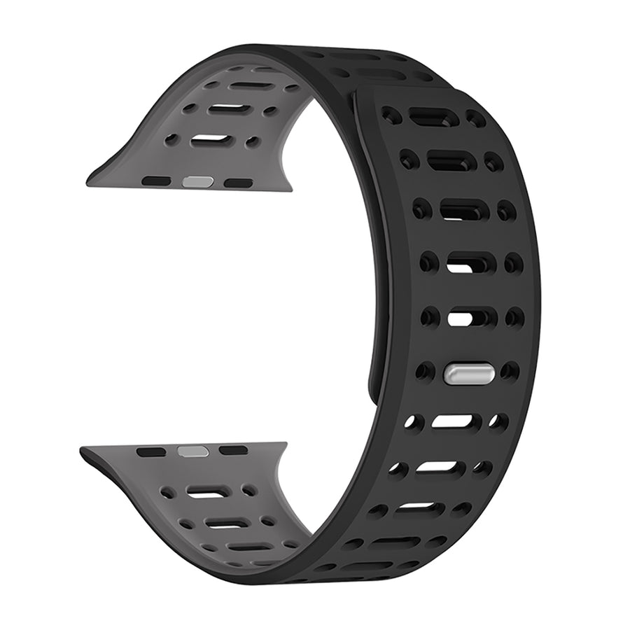 Watch 10 46mm Zore KRD-124 Silikon Kordon Strap Kayış - Siyah-Gri