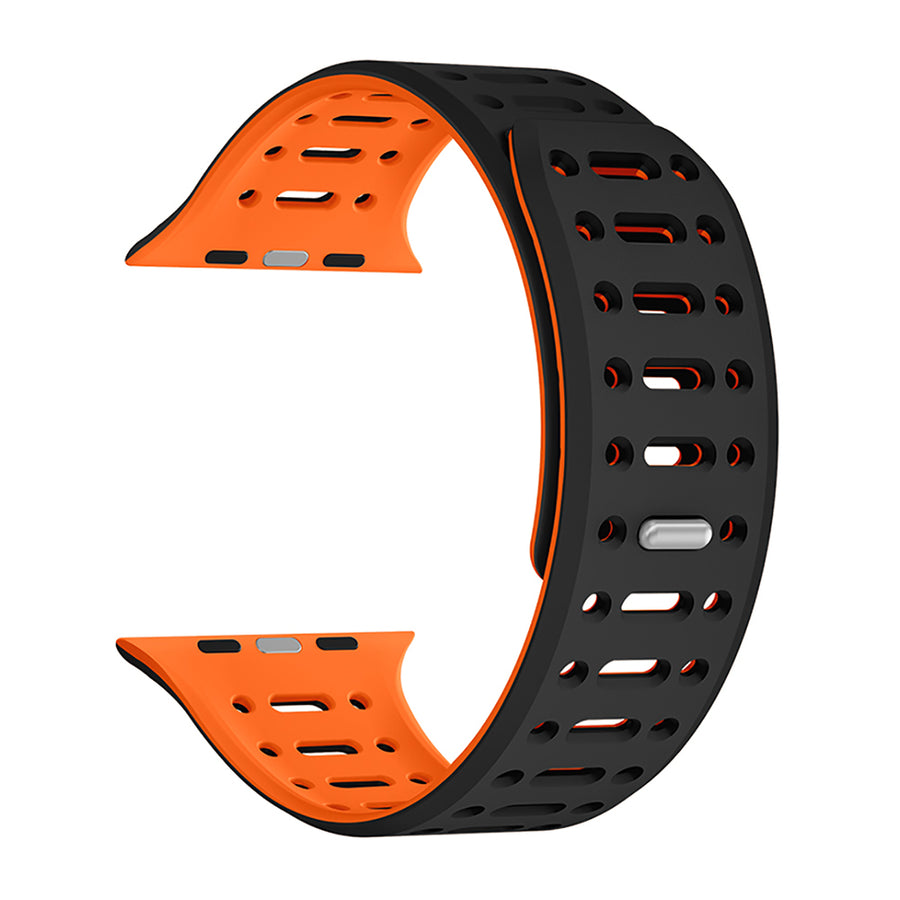 Watch 10 46mm Zore KRD-124 Silikon Kordon Strap Kayış - Siyah-Turuncu