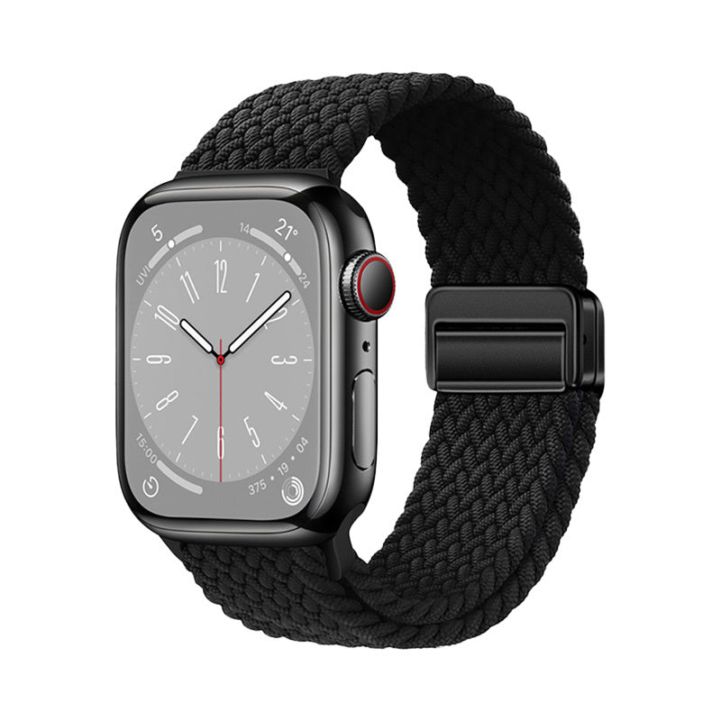 Watch 10 46mm Zore KRD-134 Örgü Tasarımlı Hasır Kordon Strap Kayış - Siyah