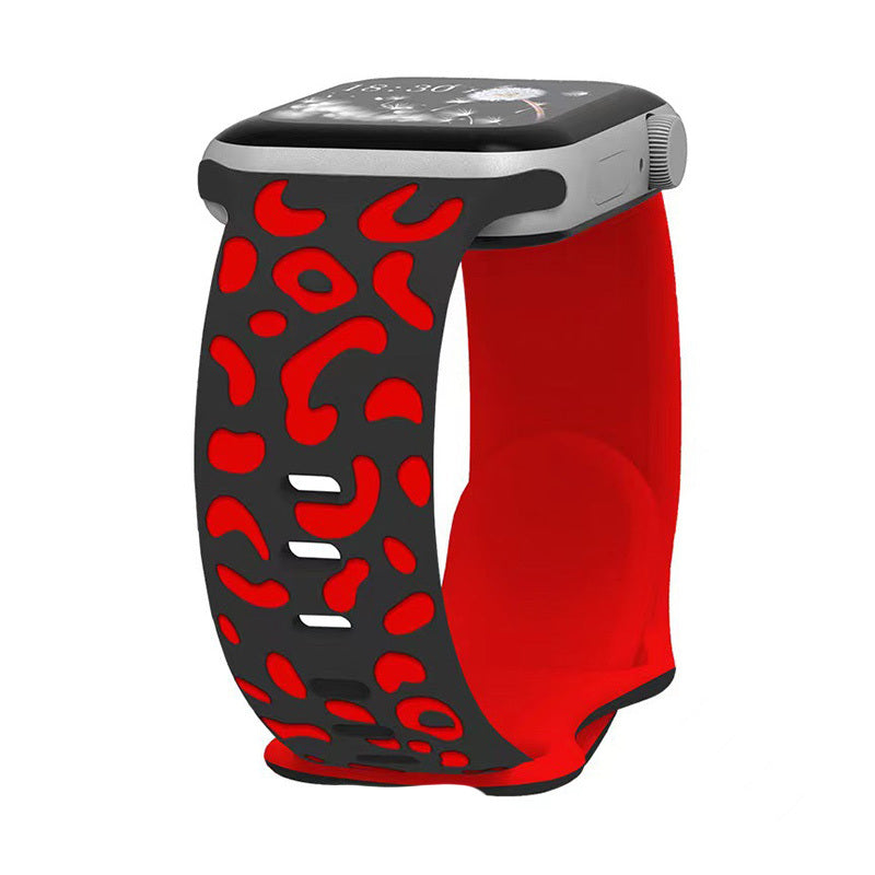 Watch 10 46mm Zore KRD-140 Silikon Kordon Strap Kayış - Siyah-Kırmızı