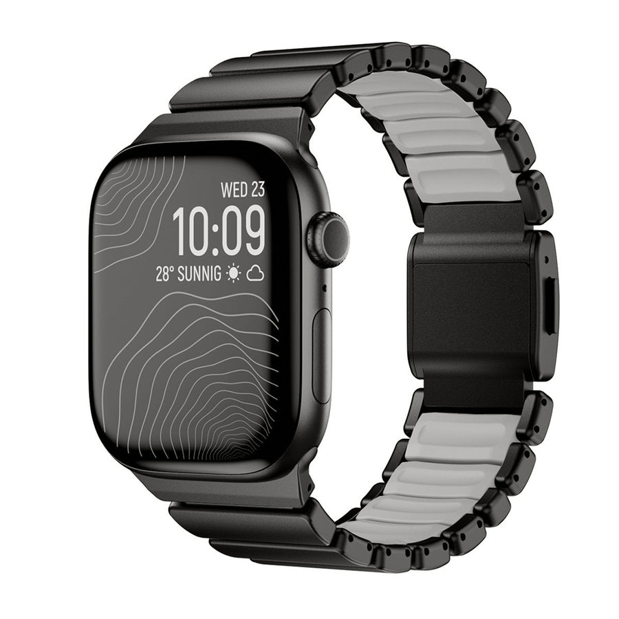 Watch 10 46mm Zore KRD-151 Metal Silikon Kordon - Siyah-Gri