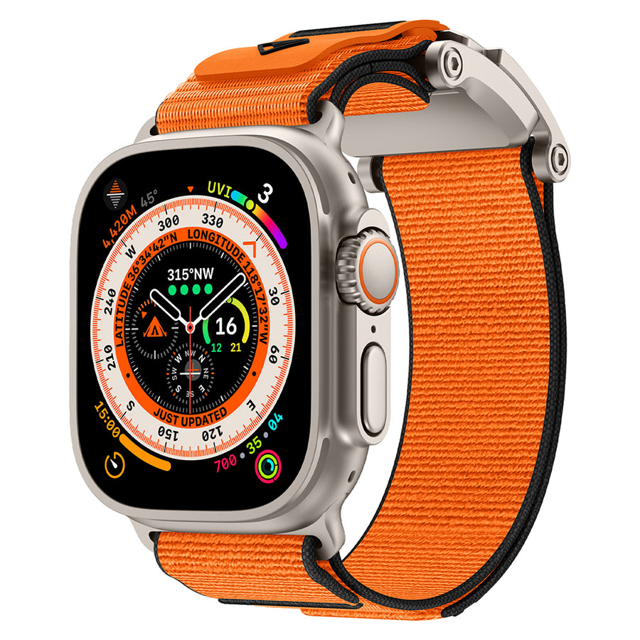 Watch 10 46mm Zore KRD-154 Naylon Kumaş Hasır Örgülü Kordon - Gri-Turuncu