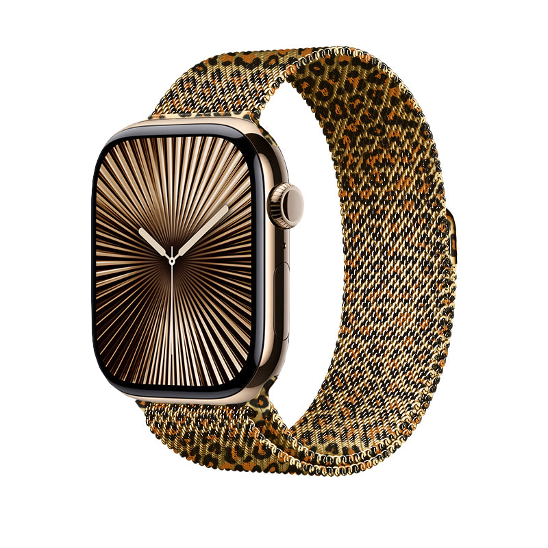 Watch 44mm Zore KRD-01 Leopar Desenli Metal Kordon - Gold Leopar