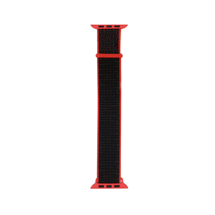 Watch 7 41mm Kordon Band-03 Serisi Hasır Strap Kayış - Kırmızı-Siyah