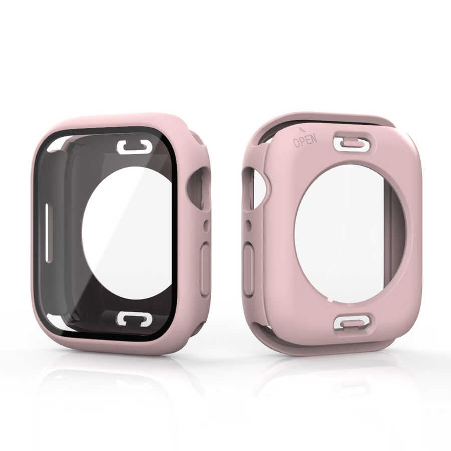 Watch 7 45mm 360 Derece Korumalı Kasa ve Ekran Koruyucu Zore Watch Gard 12 - Pembe