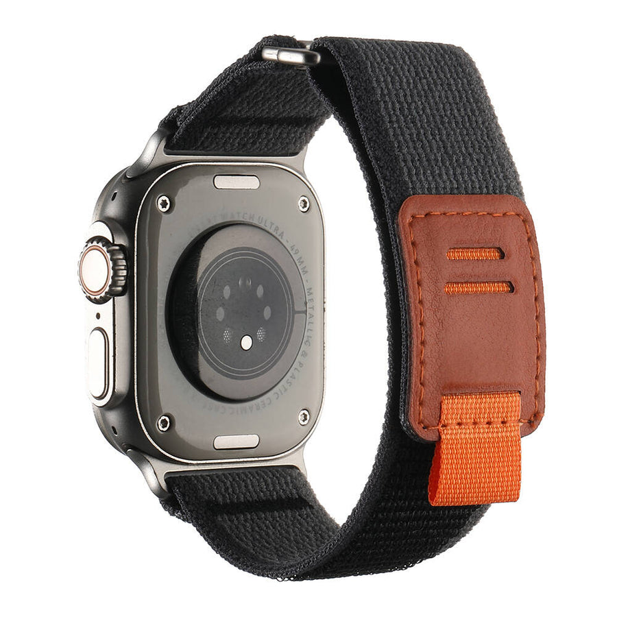 Watch Ultra 49mm Hasır Kordon Zore KRD-106 Strap Kayış - Siyah-Gri