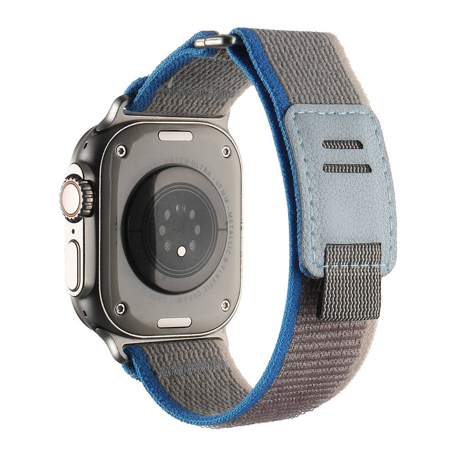 Watch Ultra 49mm Hasır Kordon Zore KRD-106 Strap Kayış - Gri-Mavi