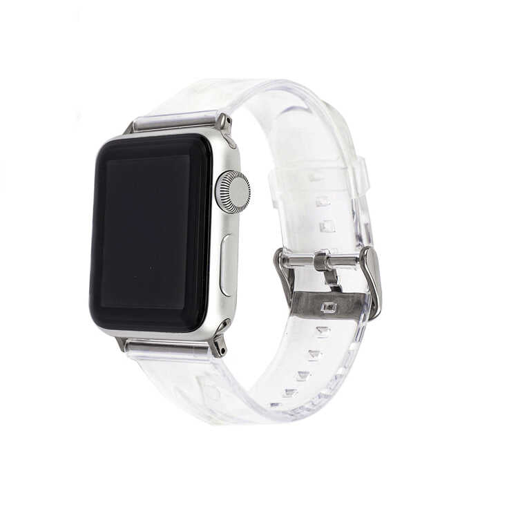  Watch Ultra 49mm Kordon KRD-13 Şeffaf Silikon Strap Kayış - Renksiz