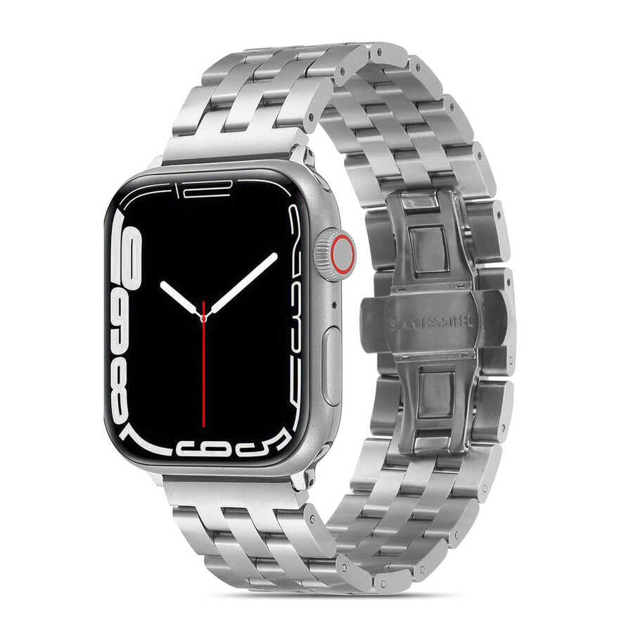 Watch Ultra 49mm Kordon KRD-20 Metal Strap Kayış - Gümüş