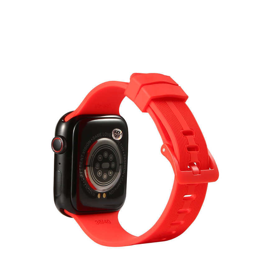 Watch Ultra 49mm Kordon KRD-23 Silikon Strap Kayış - Kırmızı