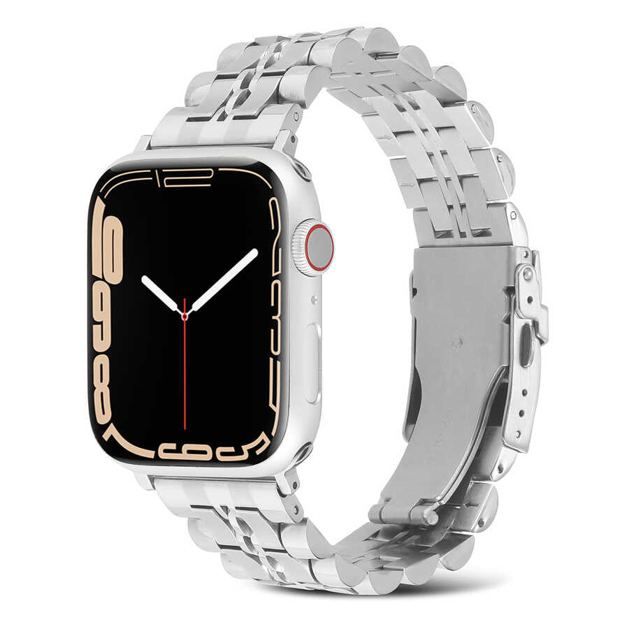  Watch Ultra 49mm Kordon KRD-54 Metal Strap Kayış - Gümüş