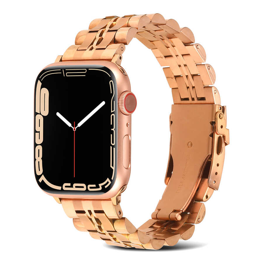  Watch Ultra 49mm Kordon KRD-54 Metal Strap Kayış - Rose Gold