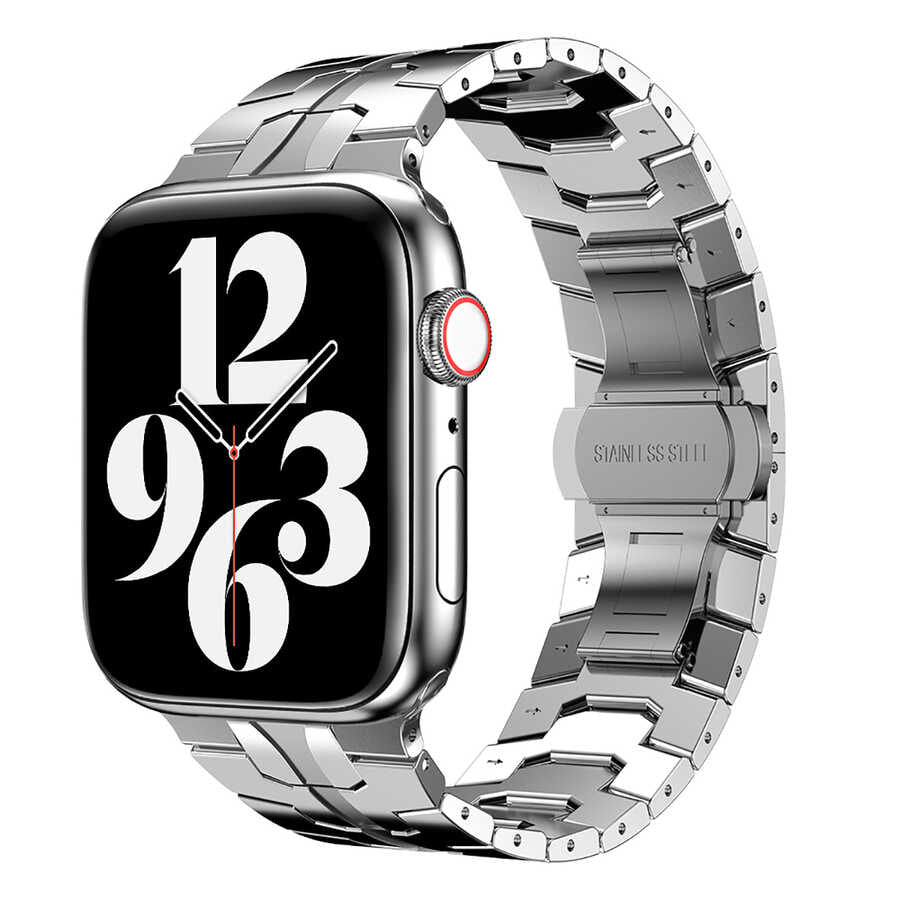 Watch Ultra 49mm Kordon KRD-63 Metal Strap Kayış - Gümüş
