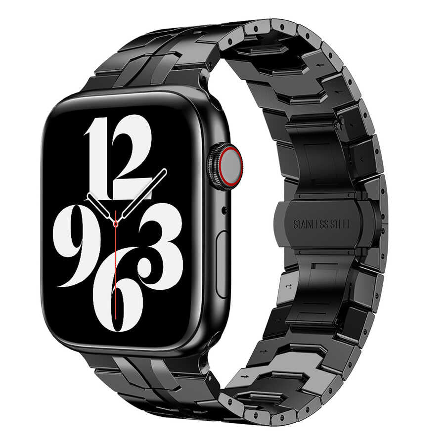  Watch Ultra 49mm Kordon KRD-63 Metal Strap Kayış - Siyah