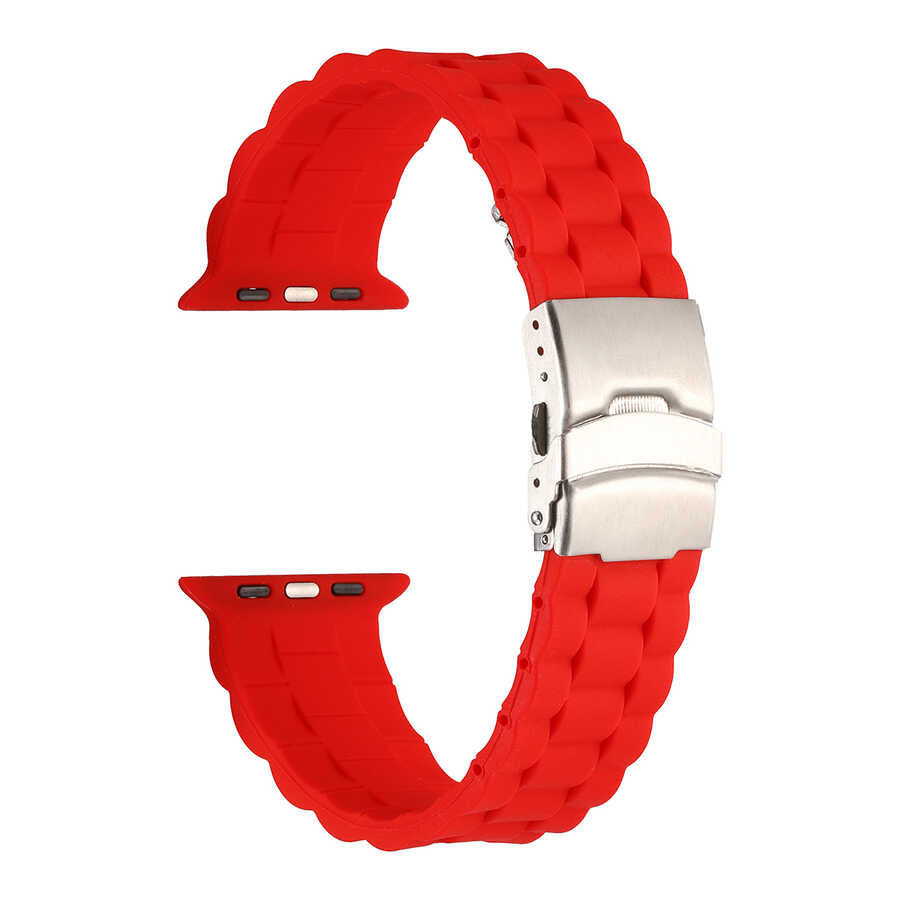 Watch Ultra 49mm Kordon KRD-72 Silikon Strap Kayış - Kırmızı