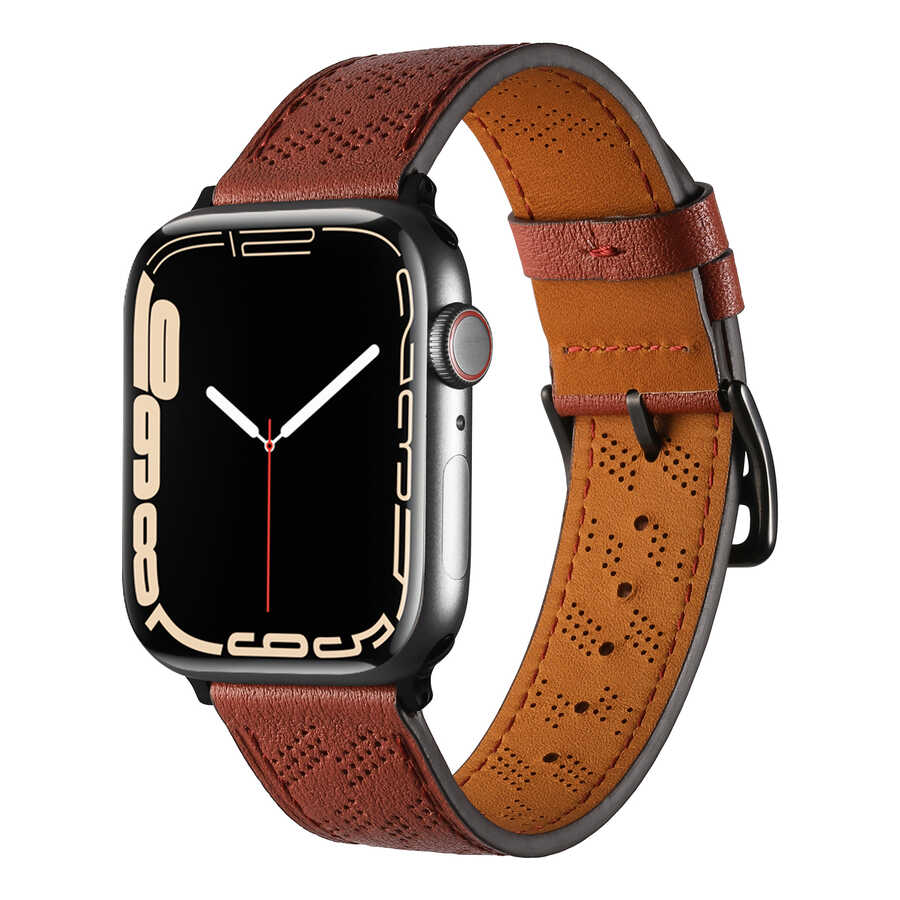  Watch Ultra 49mm KRD-76 PU Deri Kordon Strap Kayış - Mürdüm