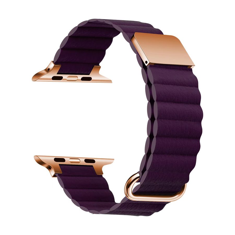  Watch Ultra 49mm KRD-78 PU Deri Kordon Strap Kayış - Mürdüm
